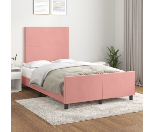 Estructura de cama sin colchón terciopelo rosa 120x200 cm