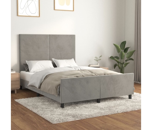 Estructura de cama sin colchón terciopelo gris claro 140x190 cm