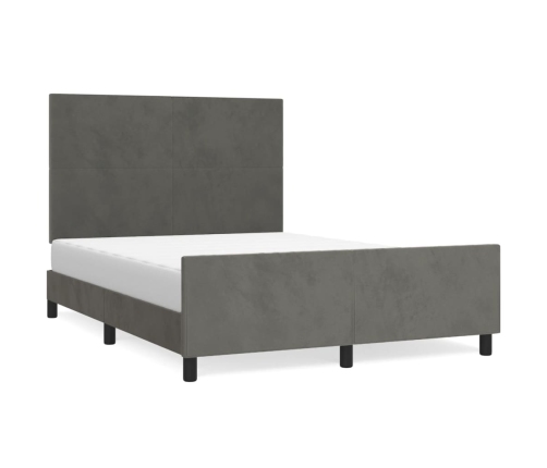 Estructura de cama sin colchón terciopelo gris oscuro 140x190cm