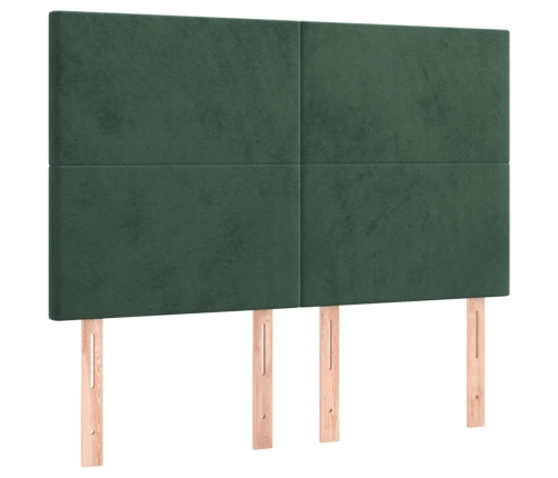 Estructura cama sin colchón terciopelo verde oscuro 140x190 cm