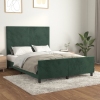 Estructura cama sin colchón terciopelo verde oscuro 140x190 cm