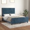 Estructura de cama sin colchón terciopelo azul oscuro 140x190cm