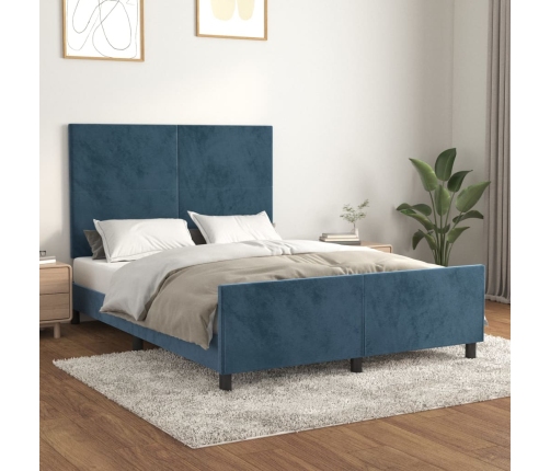 Estructura de cama sin colchón terciopelo azul oscuro 140x200cm