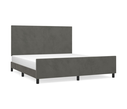 Estructura de cama sin colchón terciopelo gris oscuro 160x200cm