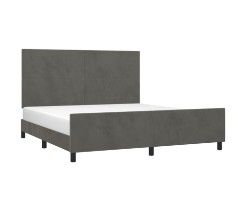 Estructura de cama sin colchón terciopelo gris oscuro 160x200cm