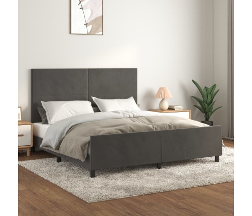 Estructura de cama sin colchón terciopelo gris oscuro 160x200cm