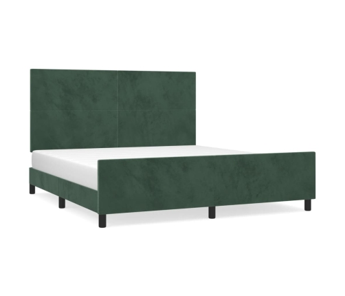 Estructura cama sin colchón terciopelo verde oscuro 160x200 cm