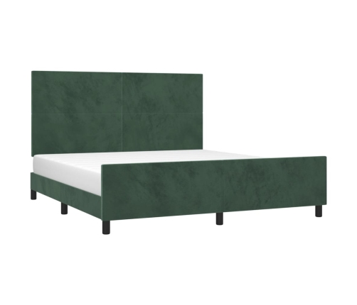 Estructura cama sin colchón terciopelo verde oscuro 160x200 cm