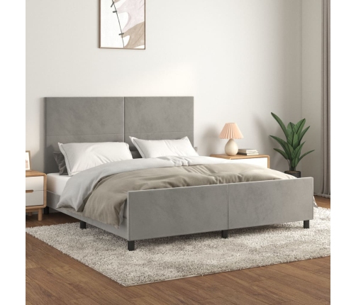 Estructura de cama con cabecero terciopelo gris claro 180x200cm