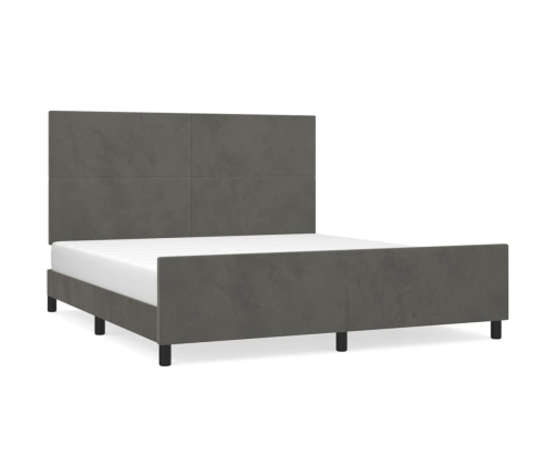 Estructura cama con cabecero terciopelo gris oscuro 180x200 cm