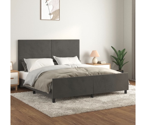 Estructura cama con cabecero terciopelo gris oscuro 180x200 cm