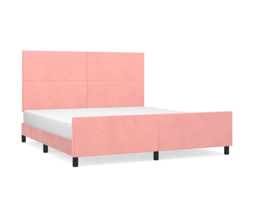 Estructura de cama con cabecero de terciopelo rosa 180x200 cm