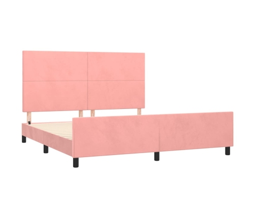 Estructura de cama con cabecero de terciopelo rosa 180x200 cm