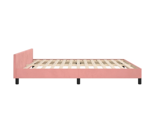 Estructura de cama con cabecero de terciopelo rosa 180x200 cm