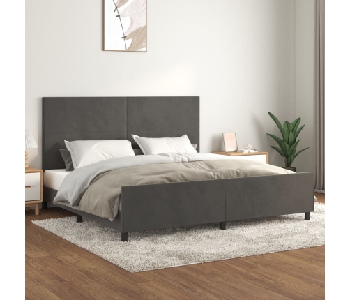 Estructura cama sin colchón terciopelo gris oscuro 200x200 cm