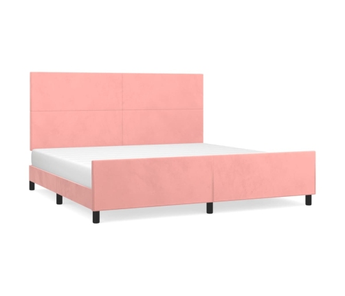 Estructura cama sin colchón terciopelo rosa 200x200 cm