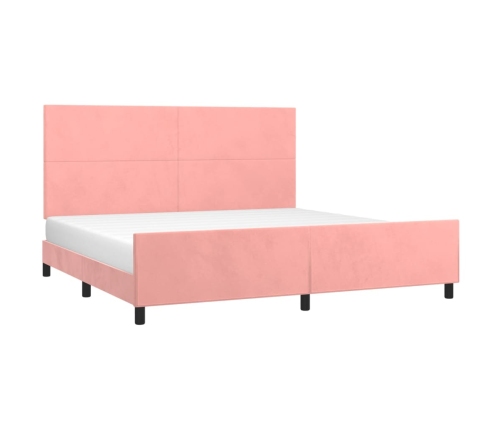 Estructura cama sin colchón terciopelo rosa 200x200 cm