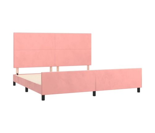 Estructura cama sin colchón terciopelo rosa 200x200 cm