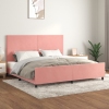 Estructura cama sin colchón terciopelo rosa 200x200 cm