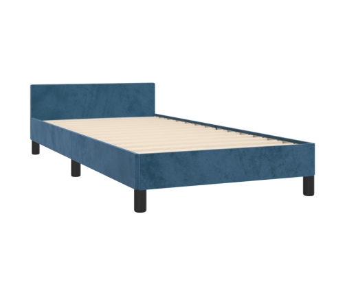 Estructura de cama sin colchón terciopelo azul oscuro 90x190 cm