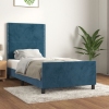 Estructura de cama sin colchón terciopelo azul oscuro 90x190 cm