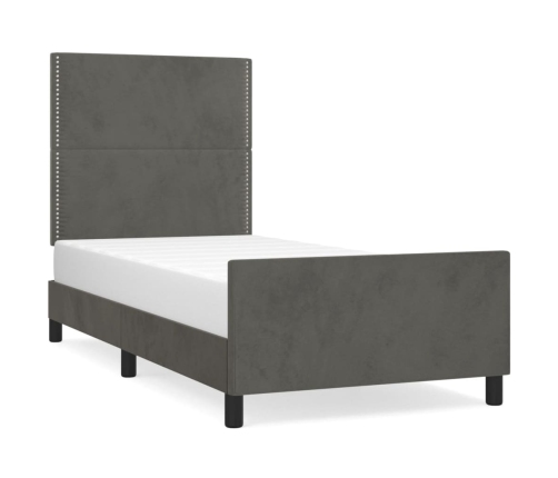 Estructura de cama sin colchón terciopelo gris oscuro 90x200 cm