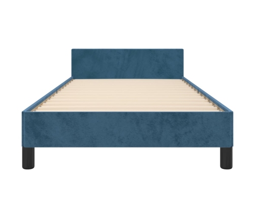 Estructura de cama sin colchón terciopelo azul oscuro 90x200 cm