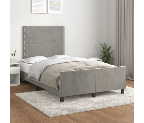 Estructura de cama sin colchón terciopelo gris claro 120x200 cm