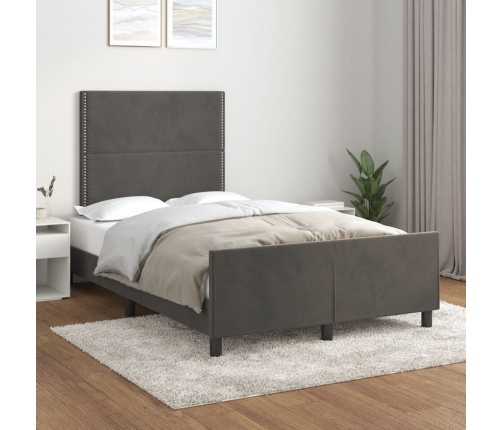 Estructura de cama sin colchón terciopelo gris oscuro 120x200cm