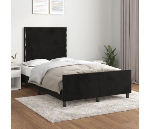 vidaXL Estructura de cama con cabecero de terciopelo negro 120x200 cm