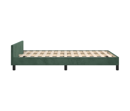 Estructura cama sin colchón terciopelo verde oscuro 120x200 cm