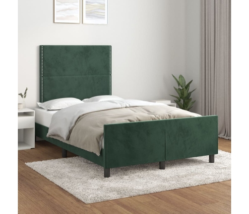 Estructura cama sin colchón terciopelo verde oscuro 120x200 cm