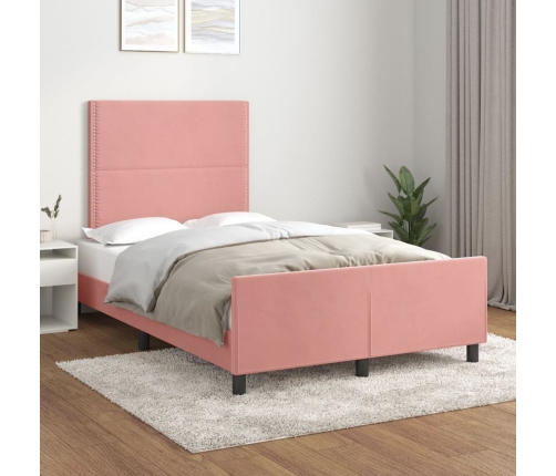 Estructura de cama sin colchón terciopelo rosa 120x200 cm