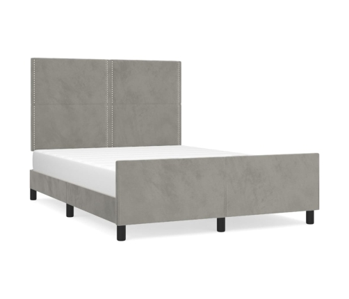 vidaXL Estructura de cama con cabecero terciopelo gris claro 140x190cm