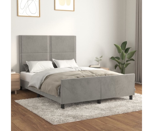 vidaXL Estructura de cama con cabecero terciopelo gris claro 140x190cm