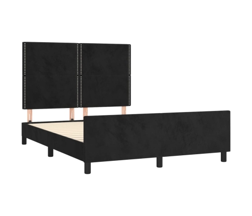 vidaXL Estructura de cama con cabecero de terciopelo negro 140x190 cm