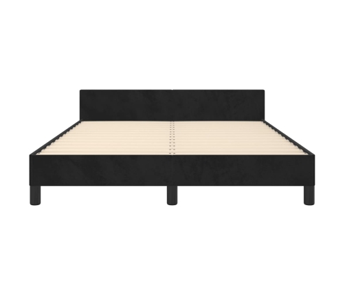 vidaXL Estructura de cama con cabecero de terciopelo negro 140x190 cm