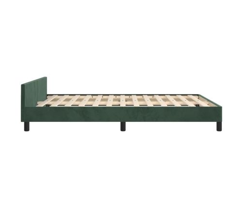 Estructura cama sin colchón terciopelo verde oscuro 140x190 cm