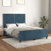 Estructura de cama sin colchón terciopelo azul oscuro 140x190cm