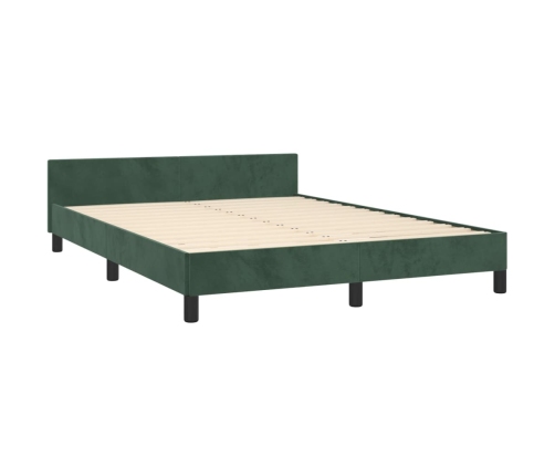 Estructura cama sin colchón terciopelo verde oscuro 140x200 cm