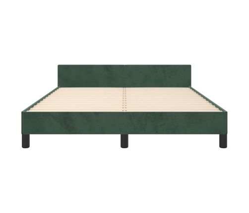 Estructura cama sin colchón terciopelo verde oscuro 140x200 cm