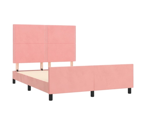 Estructura de cama sin colchón terciopelo rosa 140x200 cm