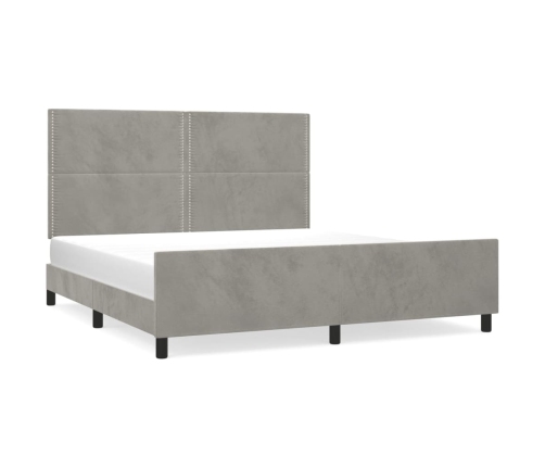 Estructura de cama sin colchón terciopelo gris claro 160x200 cm