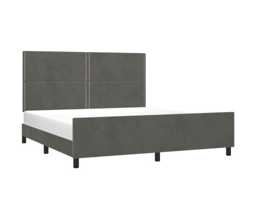 Estructura de cama sin colchón terciopelo gris oscuro 160x200cm