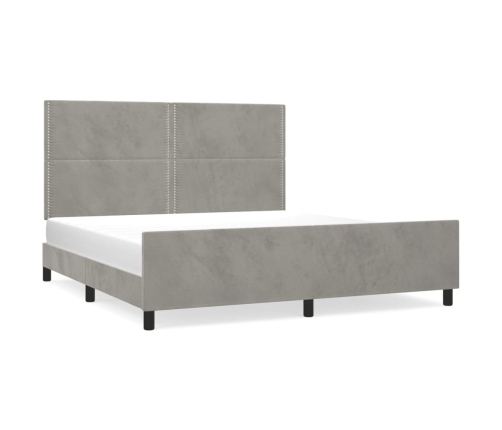 vidaXL Estructura de cama con cabecero terciopelo gris claro 180x200cm