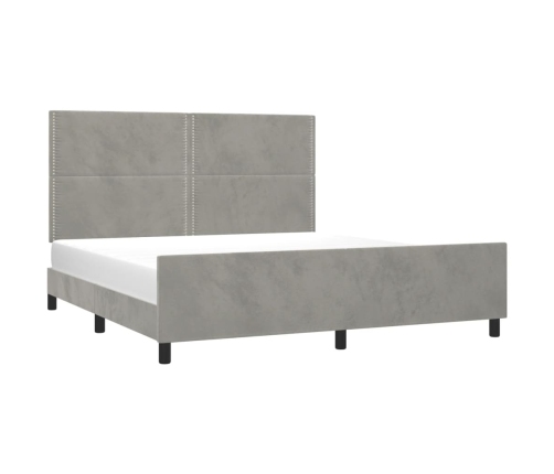 vidaXL Estructura de cama con cabecero terciopelo gris claro 180x200cm