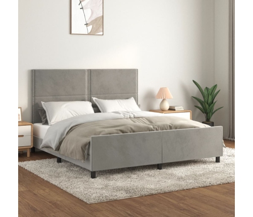 vidaXL Estructura de cama con cabecero terciopelo gris claro 180x200cm