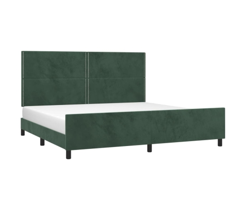 Estructura cama sin colchón terciopelo verde oscuro 200x200 cm