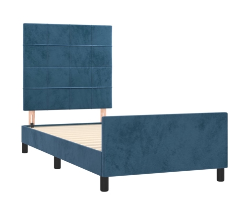 Estructura de cama sin colchón terciopelo azul oscuro 90x200 cm