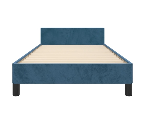 Estructura de cama sin colchón terciopelo azul oscuro 90x200 cm